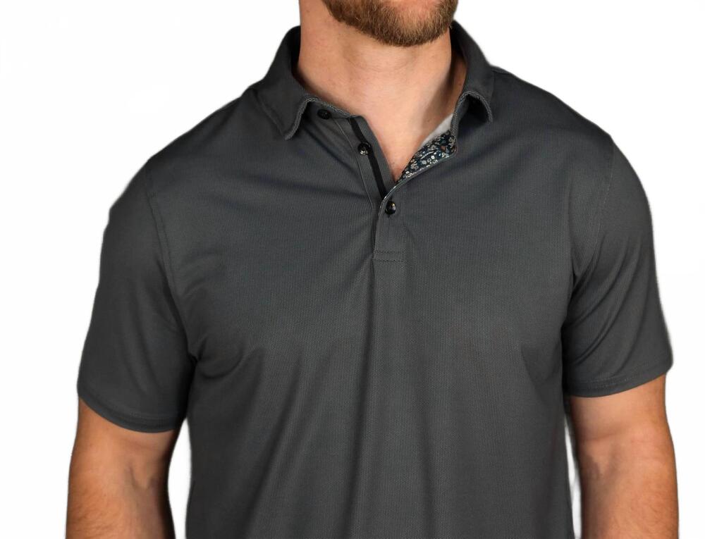 NEW STONE ROSE apex birdseye polo in black